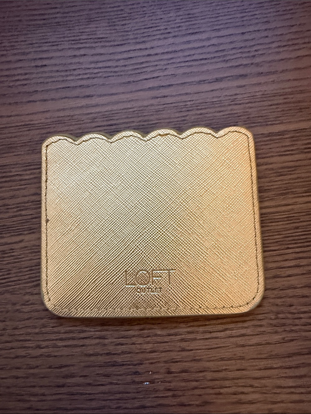 LOFT Metallic Gold Scallop-Edge Card Holder